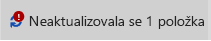 Zpráva a ikona Položka se neaktualizovala