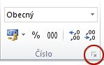 Ikona pro otevření dialogového okna ve skupině Číslo