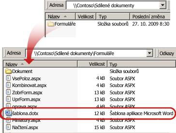Obsah složky Formuláře v knihovně dokumentů