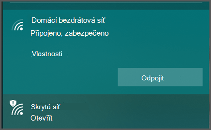 Windows 10 zobrazuje seznam bezdrátových sítí, ke kterým se můžete připojit. Jedna se zobrazuje jako „zabezpečená“ a jiná jako „otevřená“.