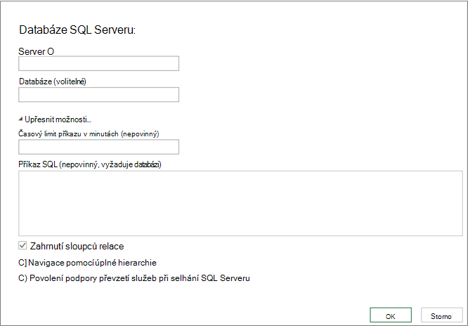 The SQL Server Database dialog box