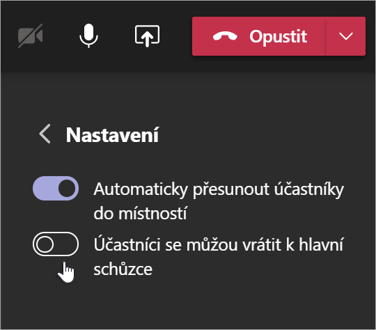 Nastavení skupinových místností v Teams