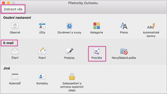 V části E-mail klikněte na Pravidla