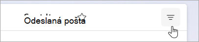 Snímek obrazovky znázorňující filtr podle v horní části podokna zpráv