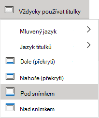 Nastavení titulků v PowerPointu Online