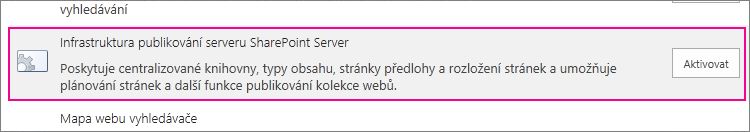 Aktivace funkce infrastruktury publikování