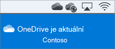 Snímek obrazovky OneDrive na panelu nabídek na Macu po dokončení průvodce Vítá vás OneDrive