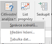 Chcete se dostat do Správce scénářů z data > Forecast? What-If Analýza