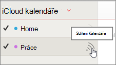 Ikona sdílet kalendář v iCloudu
