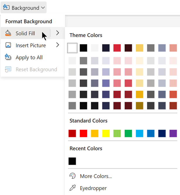 Naformátujte pozadí pomocí barvy.
