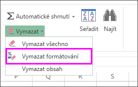 Odebrání formátování pomocí tlačítka Vymazat formátování