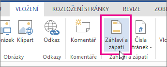 Obrázek tlačítka Záhlaví a zápatí ve Wordu Online