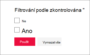 Vyberte hodnotu nebo hodnoty, podle kterých chcete filtrovat.