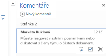 Komentáře s vlákny ve Wordu Online