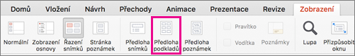 Tlačítko Předloha podkladů na kartě Zobrazení