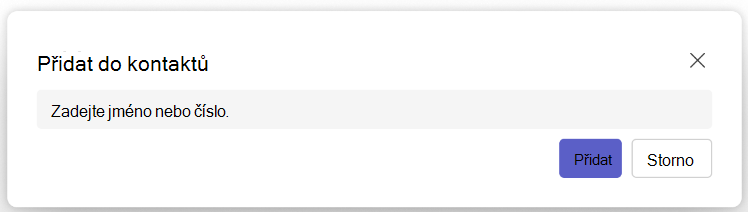 Snímek obrazovky s tlačítkem přidat do kontaktů v aplikaci Teams Lidé