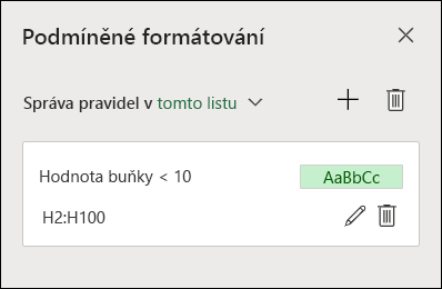 Obrázek s druhým krokem úprav pravidla podmíněného formátování