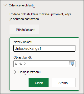 Nastavení ochrany rozsahu