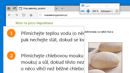 Lupu můžete rychle otevřít stisknutím Windows klávesy s logem + znaménko plus (+).