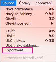 PowerPoint 2016 pro Mac – export do souboru