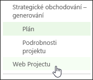 Web Projectu na panelu Snadné spuštění