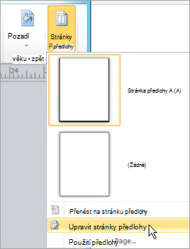 Výběr možnosti Upravit stránky předlohy v nabídce Stránky předlohy