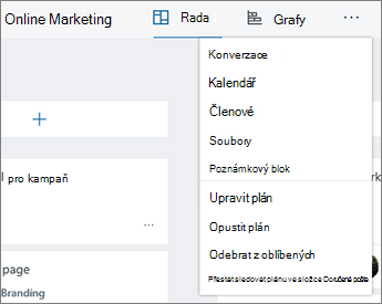 Kliknutím na tři tečky zobrazíte úplný seznam nástrojů pro Planner.