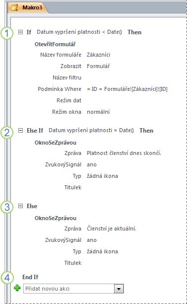 Makro, které obsahuje příkaz If/Else If/Else