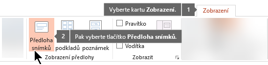 Na kartě Zobrazit v PowerPointu přepněte na zobrazení předlohy snímků