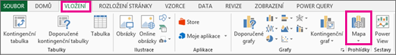 Tlačítko Mapa na kartě Vložení