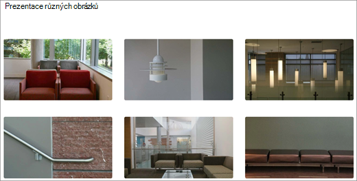 Webová část Galerie obrázků pro sharepointový komunikační web s designem Showcase