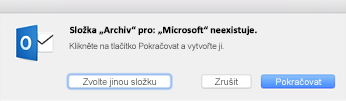 Tato zpráva se zobrazí, když v Outlooku 2016 pro Mac poprvé použijete tlačítko Archiv.