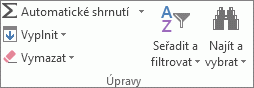 Skupina Úpravy na kartě Domů