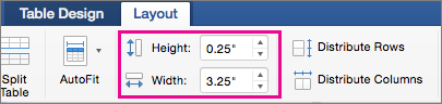 Office for Mac Table Design Tab