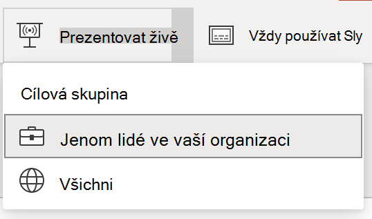 Výběr cílové skupiny pro živou prezentaci