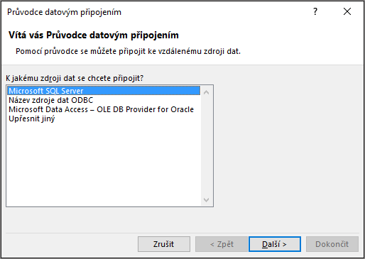 Průvodce datovým připojením