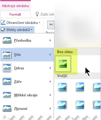 Vypněte efekt obrázku, který nechcete, výběrem možnosti Bez efektu.
