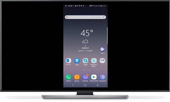 Jakmile se telefon a velká obrazovka propojí, zkopíruje se displej telefonu na velkou obrazovku.