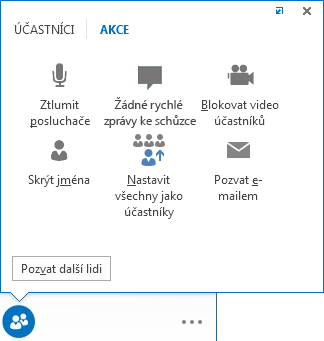 Možnosti na kartě Akce