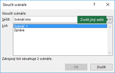 Dialog Sloučit scénáře