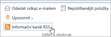 Karta Knihovna se zvýrazněným upozorněním RSS