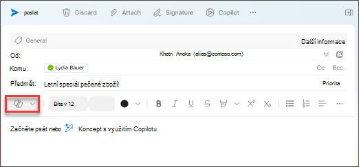 Možnost nabídky „Koncept s Copilotem“ v Outlooku pro Mac.
