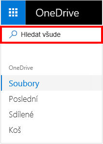 Volba Hledat všude na OneDrivu