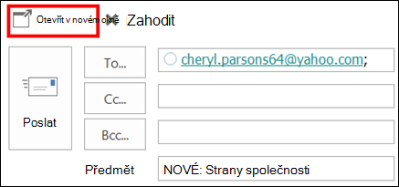 Výběrem možnosti Otevřít otevřete zprávu v novém okně.
