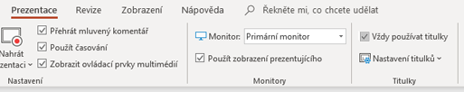Zaškrtávací políčko Always Use Subtitles (Vždy použít titulky) na kartě Prezentace