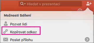 Sdílení kopírovacího odkazu PPT pro Mac