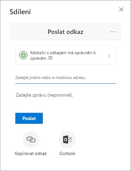 Dialogové okno Sdílet