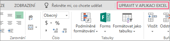 Tlačítko pro úpravy v Excelu