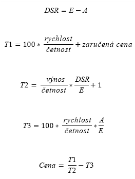 Vzorec pro výpočet CENY, kde N <= 1