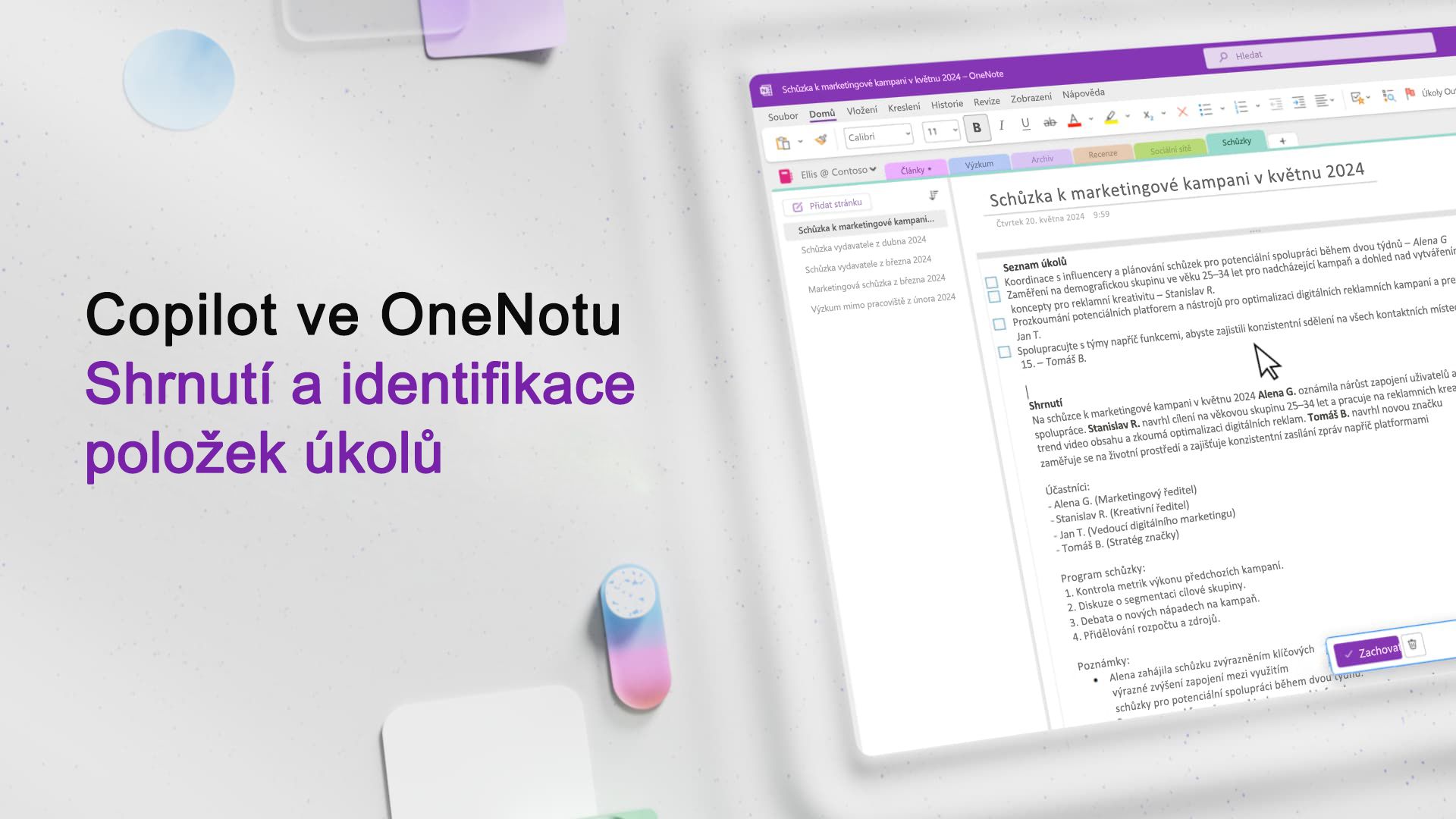 Video: Shrnutí a identifikace položek úkolů pomocí Copilota ve OneNote